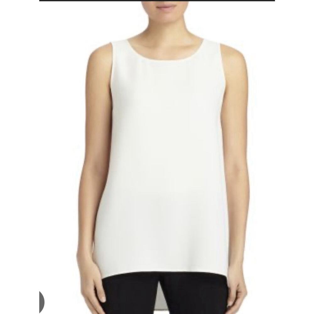 LAFAYETTE 148 NEW YORK Ruthie Sleeveless High Low Hem Silk Blouse Cloud Size P